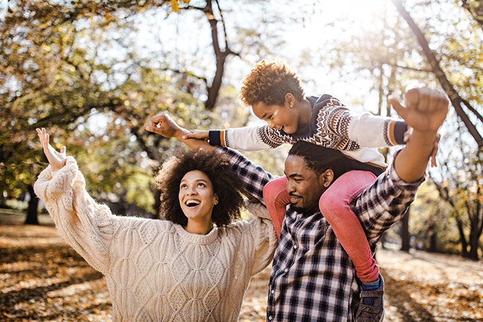 Family playing outdoors