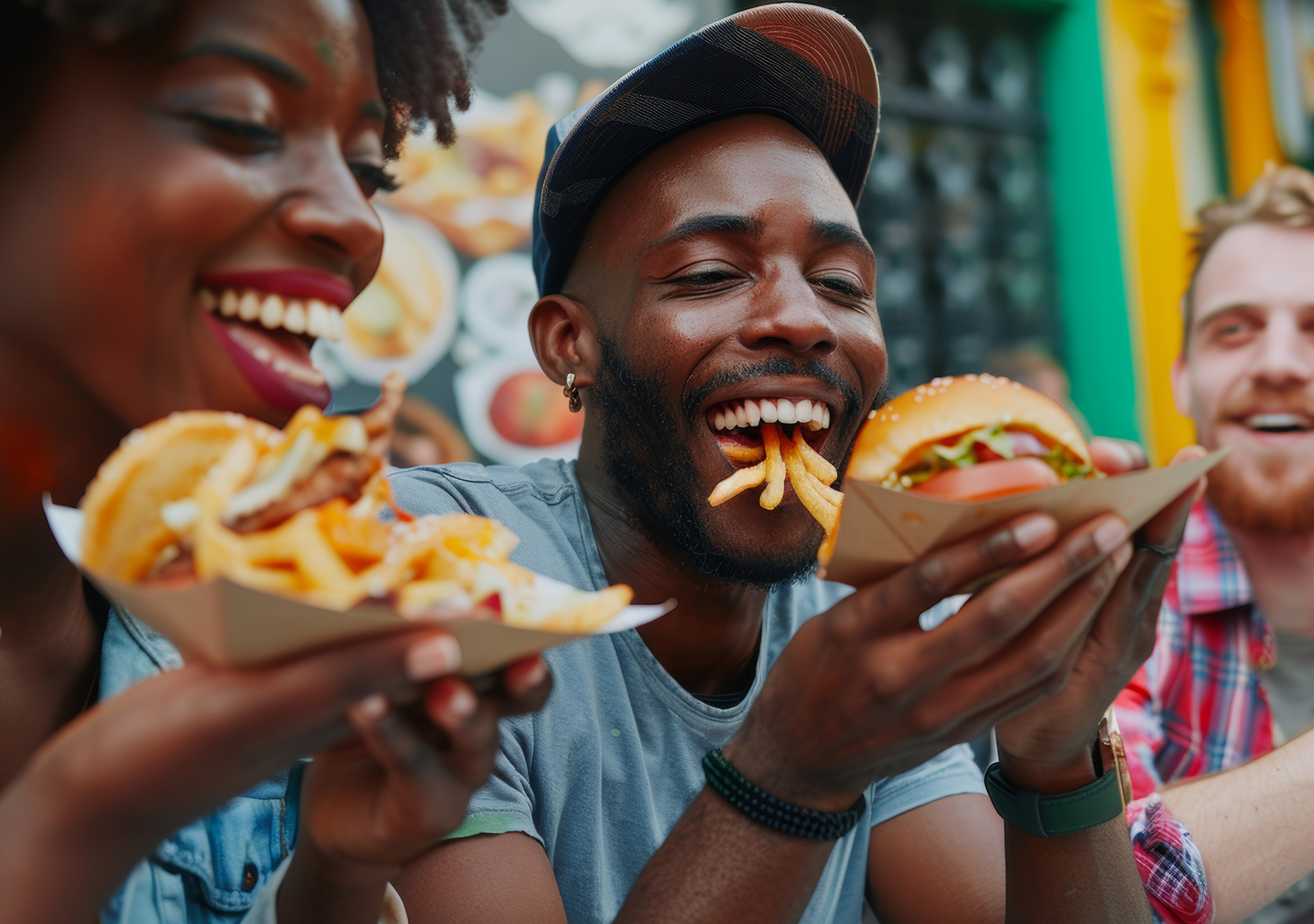 People enjoying fries