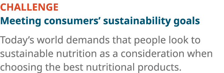 CHALLENGE Meeting consumers  sustainability goals Today s world demands that people look to sustainable nutrition as    